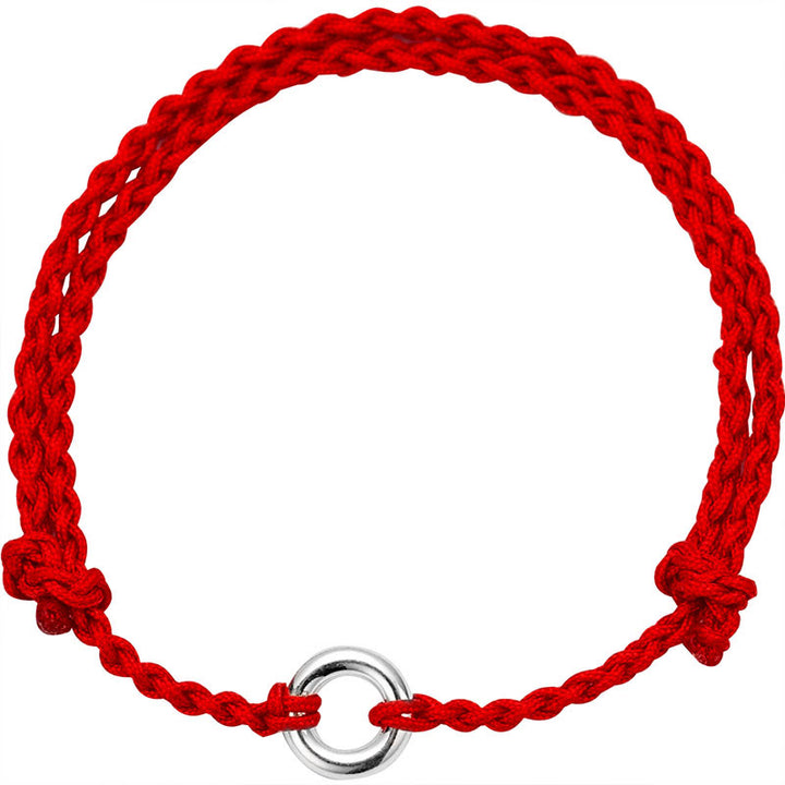 Bracelet de cheville en corde tressée avec boucle de paix en argent sterling 925 et Buddha Stones