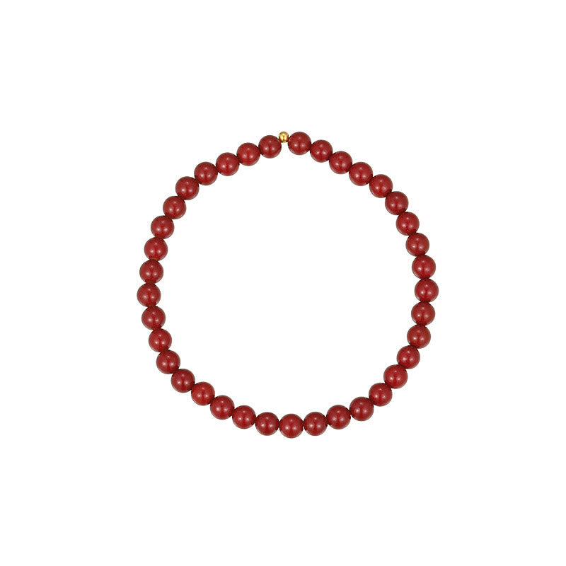 Cheville Buddha Stones Argent Sterling 925 perles de cinabre bénédiction