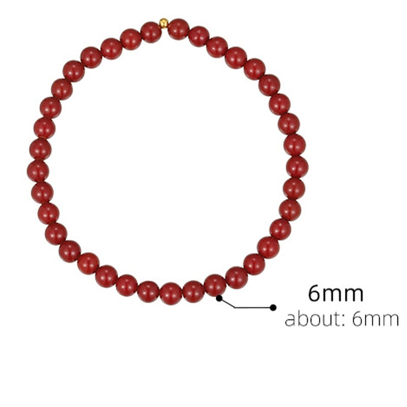 Cheville Buddha Stones Argent Sterling 925 perles de cinabre bénédiction