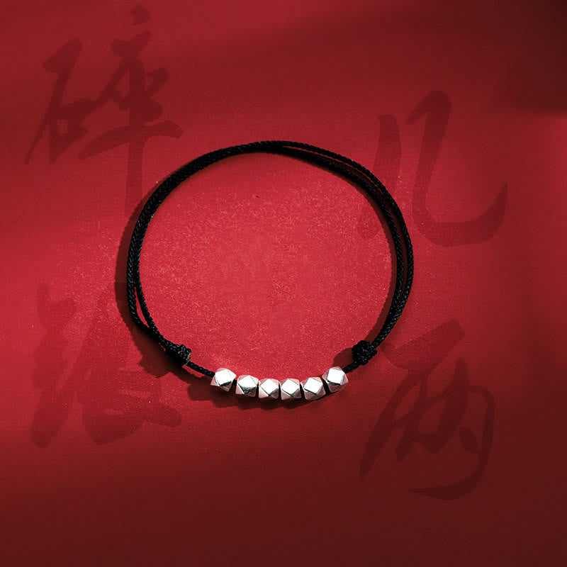 Bracelet de cheville en corde tressée avec perles en argent sterling 925 et Buddha Stones