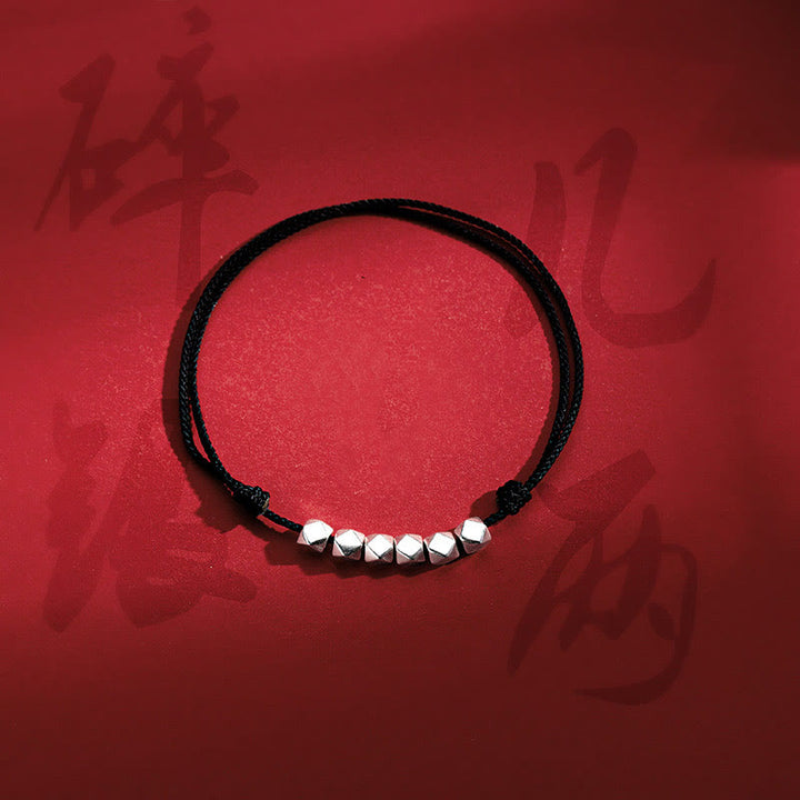 Bracelet de cheville en corde tressée avec perles en argent sterling 925 et Buddha Stones