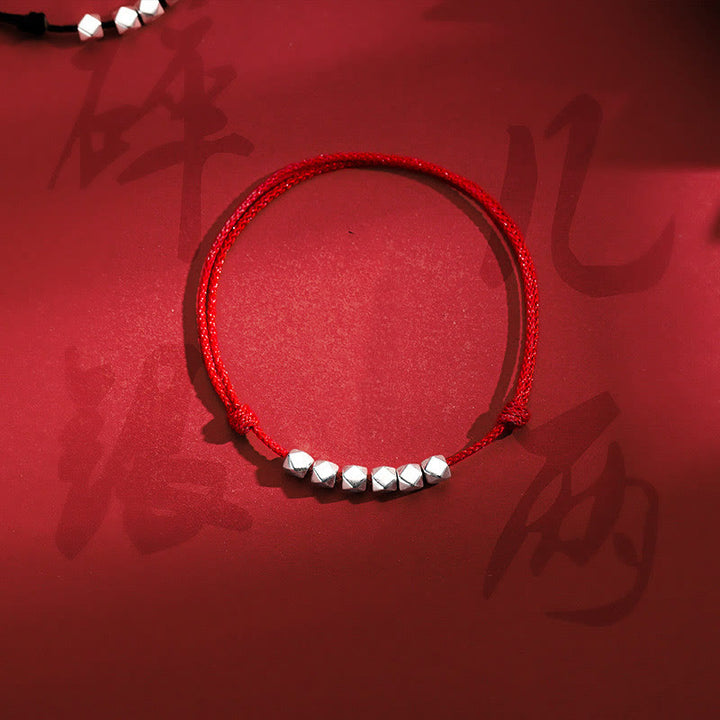 Bracelet de cheville en corde tressée avec perles en argent sterling 925 et Buddha Stones