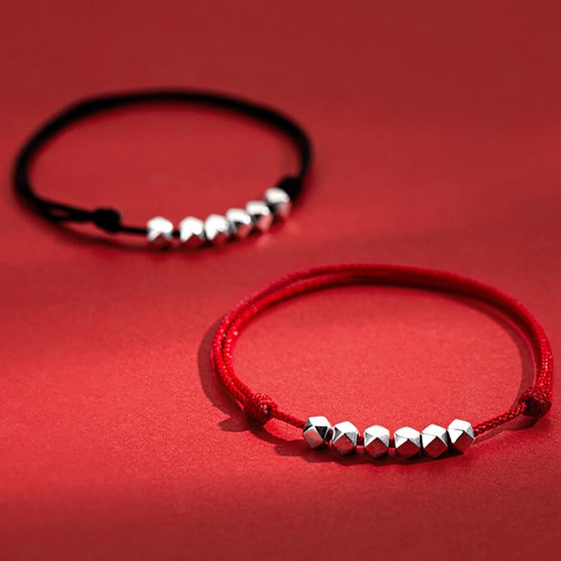 Bracelet de cheville en corde tressée avec perles en argent sterling 925 et Buddha Stones