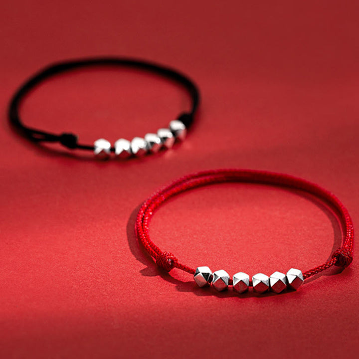 Bracelet de cheville en corde tressée avec perles en argent sterling 925 et Buddha Stones