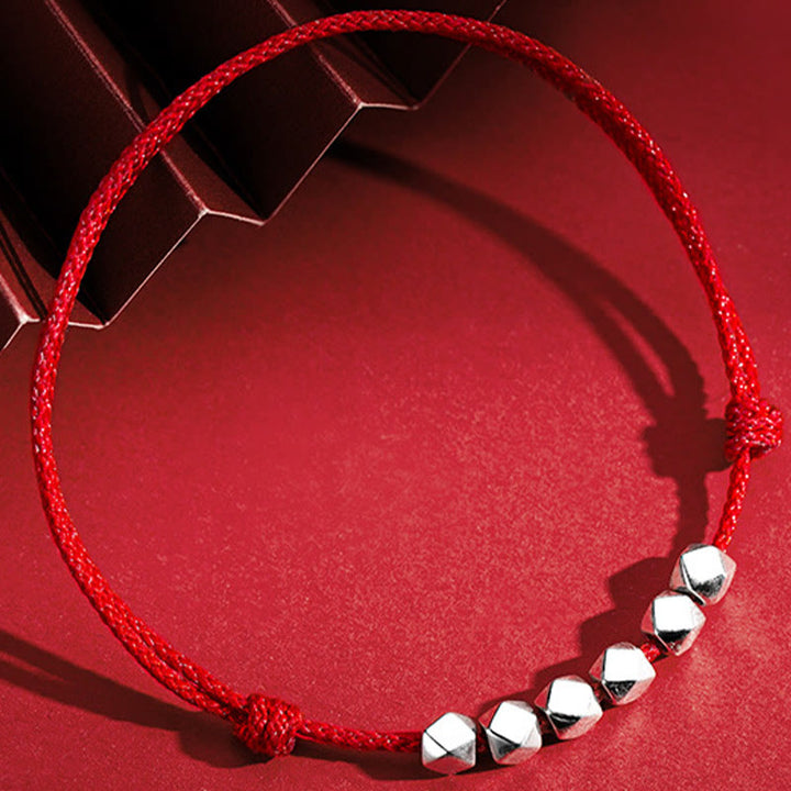 Bracelet de cheville en corde tressée avec perles en argent sterling 925 et Buddha Stones