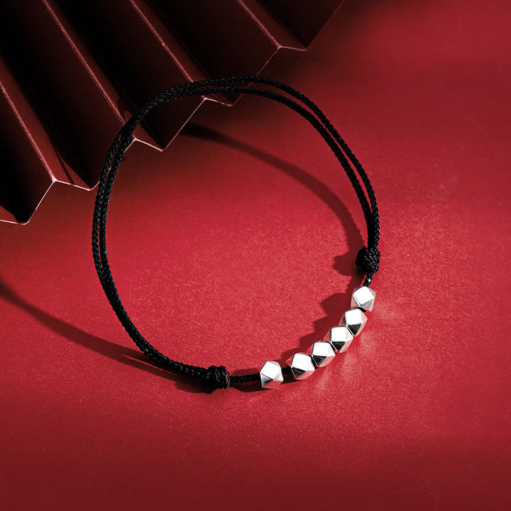 Bracelet de cheville en corde tressée avec perles en argent sterling 925 et Buddha Stones