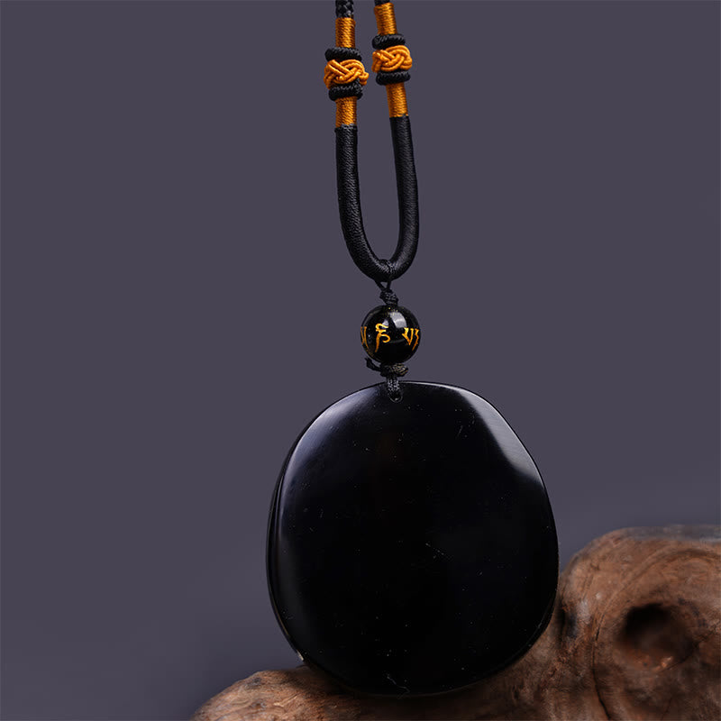 Collier pendentif de protection sculpté en obsidienne noire naturelle en Buddha Stones - image 6