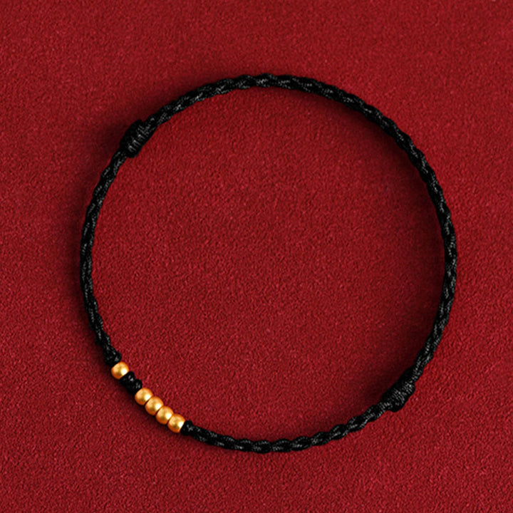 Bracelet de couple tressé avec Buddha Stones - Corde noire (une et quatre perles dorées) - 24 cm - image 16