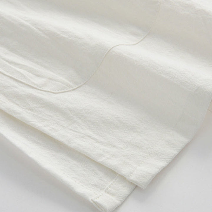 Chemise à manches courtes en coton et lin pour homme, costume chinois à boutons de grenouille , Buddha Stones, vêtements avec poches - image 4