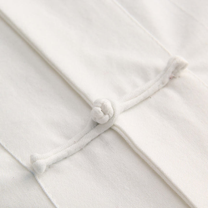 Chemise en coton à manches courtes et poches pour homme avec boutons de grenouille et Buddha Stones - image 3