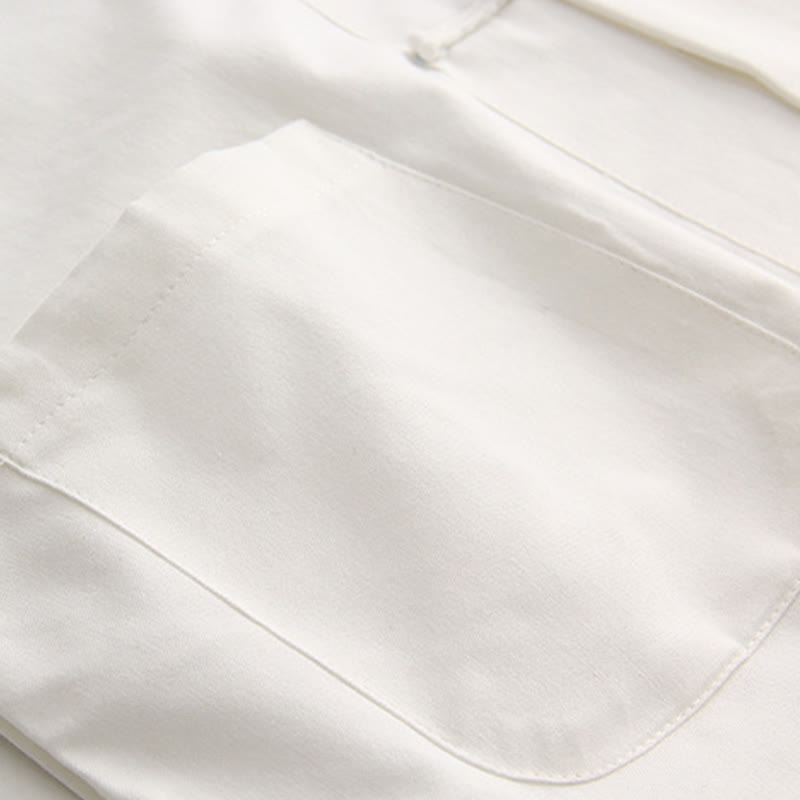 Chemise en coton à manches courtes et poches pour homme avec boutons de grenouille et Buddha Stones - image 5