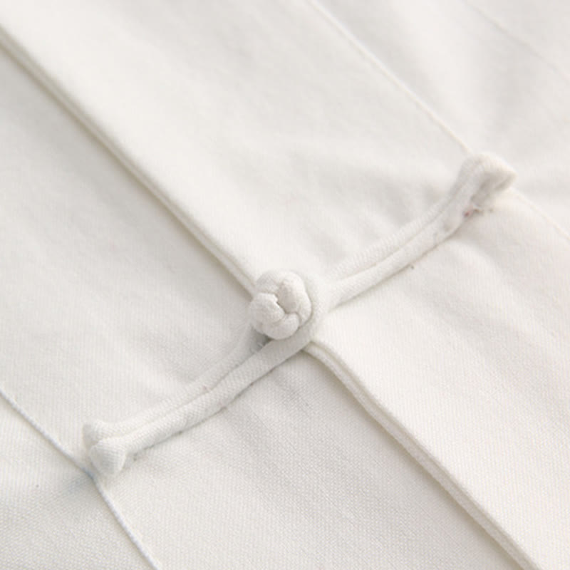 Chemise en coton à manches courtes et poches pour homme avec boutons de grenouille et Buddha Stones - image 4