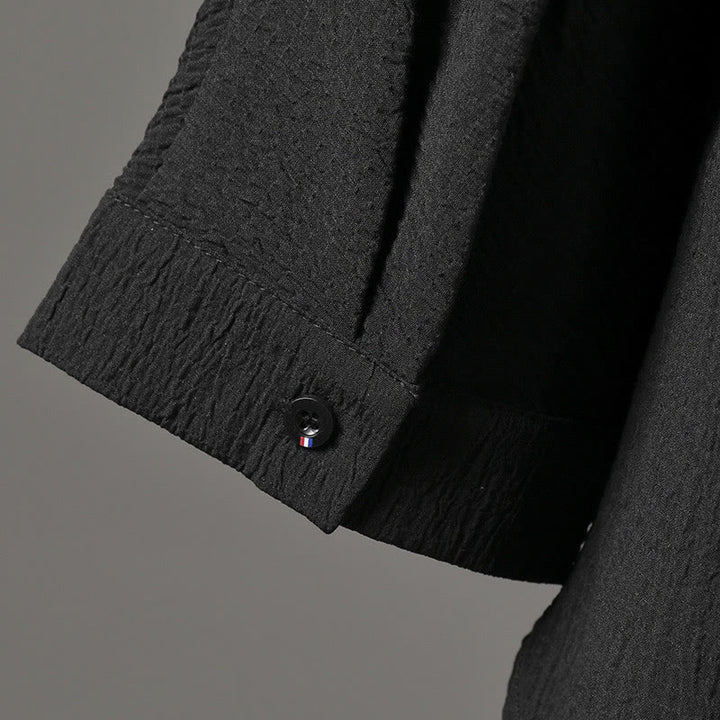 Chemise décontractée à col en V et manches trois-quarts en lin pour homme avec Buddha Stones