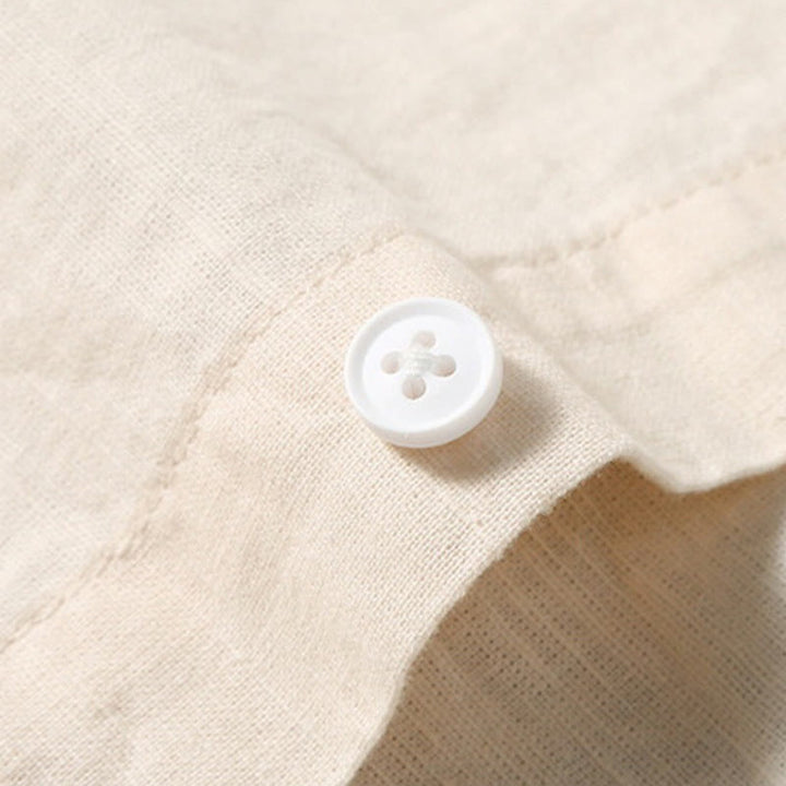 Chemise d'été en coton et lin à manches courtes et boutons pour homme Buddha Stones