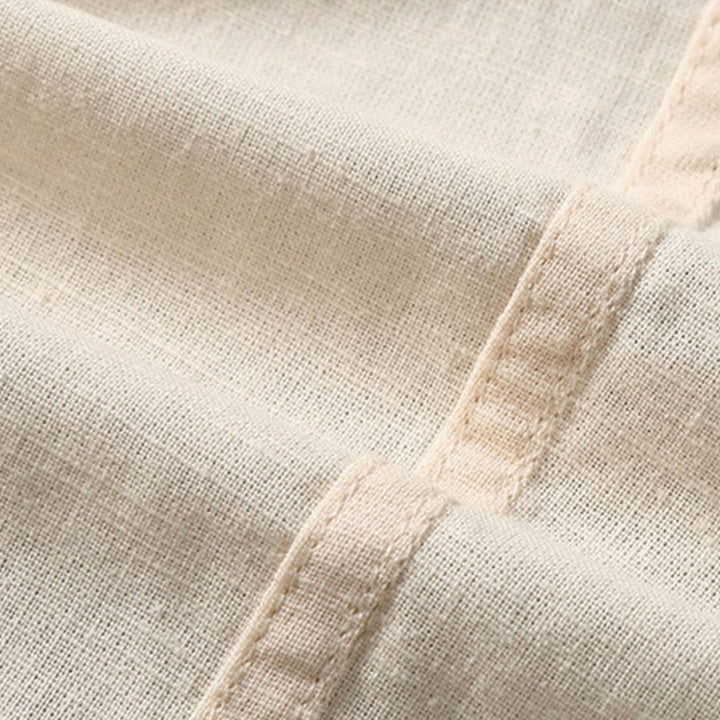 Chemise d'été en coton et lin à manches courtes et boutons pour homme Buddha Stones