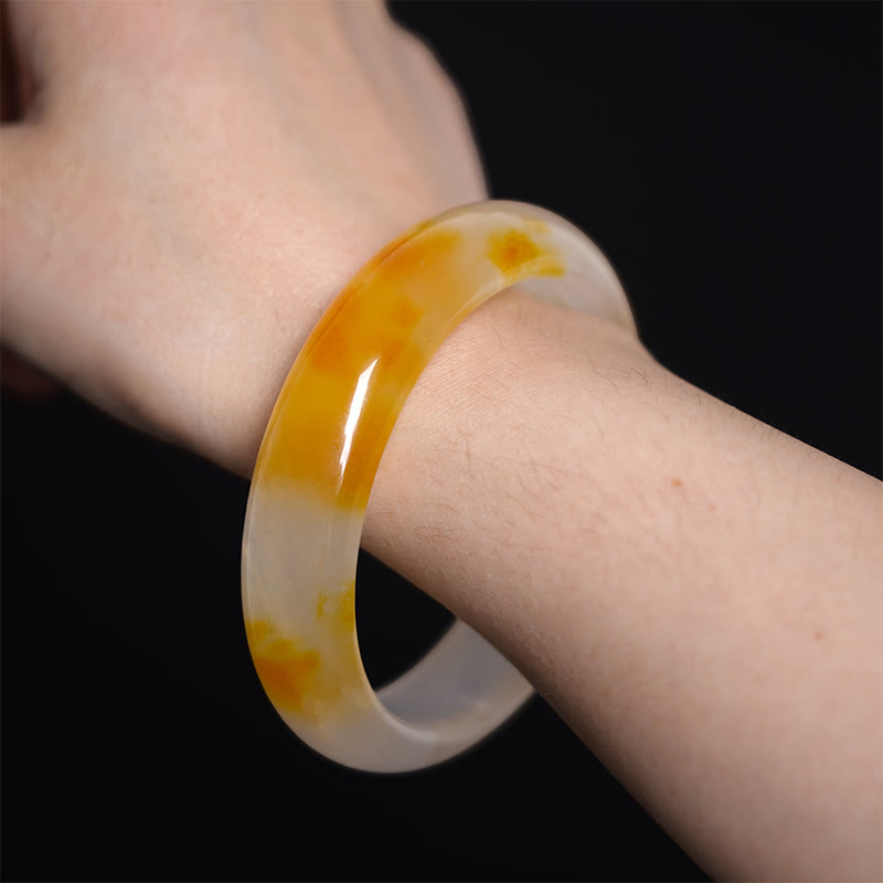 Bracelet jonc Harmonie Positivité en Calcédoine Jaune Buddha Stones