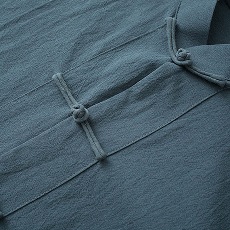 Costume Tang traditionnel à boutons de grenouille Buddha Stones, haut à manches mi-longues en coton, pantalon, vêtements pour hommes - image 2