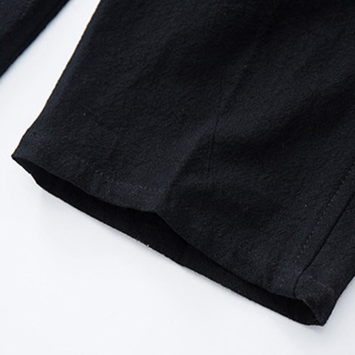 Pantalon décontracté en coton et lin de couleur unie pour homme Buddha Stones avec cordon de serrage et poches - image 5