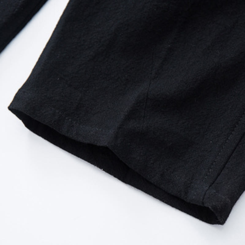 Pantalon décontracté en coton et lin de couleur unie pour homme Buddha Stones avec cordon de serrage et poches - image 4