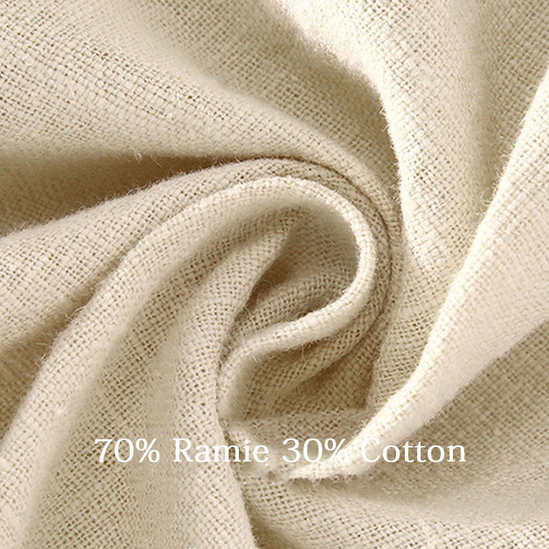Pantalon court en lin ramie de couleur unie avec cordon de serrage et poches pour homme de Buddha Stones - image 8