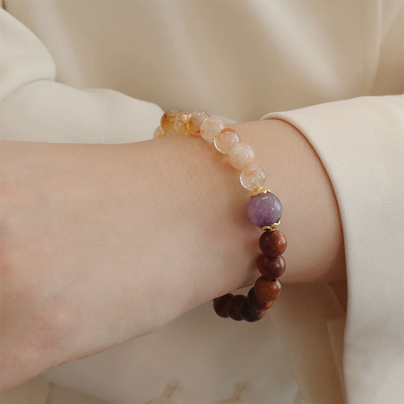 Bracelet de protection Buddha Stones Bois de santal Bois de rose Citrine