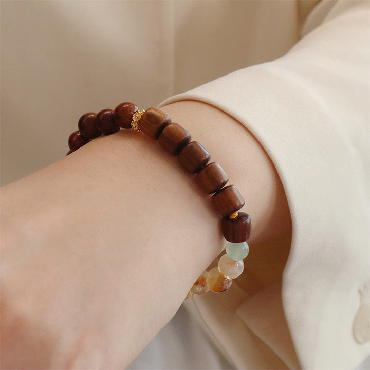 Bracelet de protection Buddha Stones Bois de santal Bois de rose Citrine
