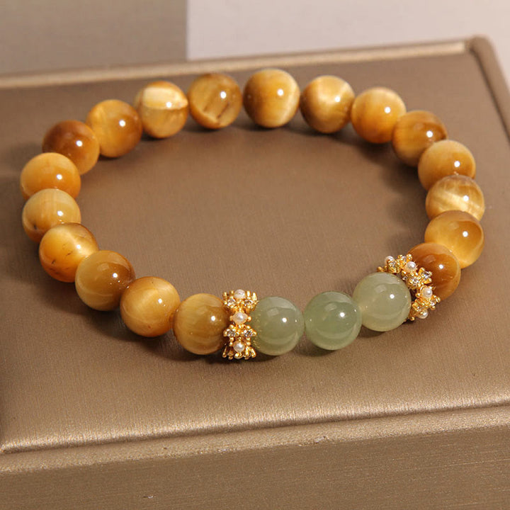 Bracelet Courage en Jade Oeil de Tigre et Buddha Stones