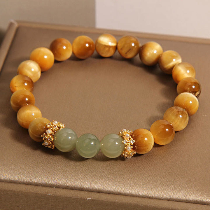 Bracelet Courage en Jade Oeil de Tigre et Buddha Stones