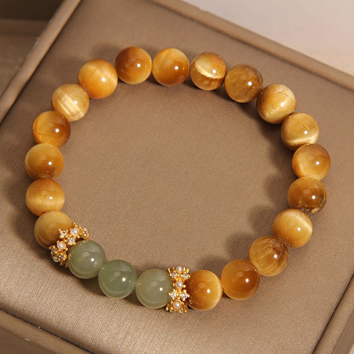 Bracelet Courage en Jade Oeil de Tigre et Buddha Stones