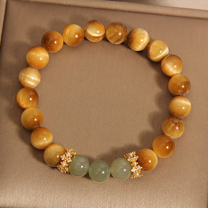 Bracelet Courage en Jade Oeil de Tigre et Buddha Stones
