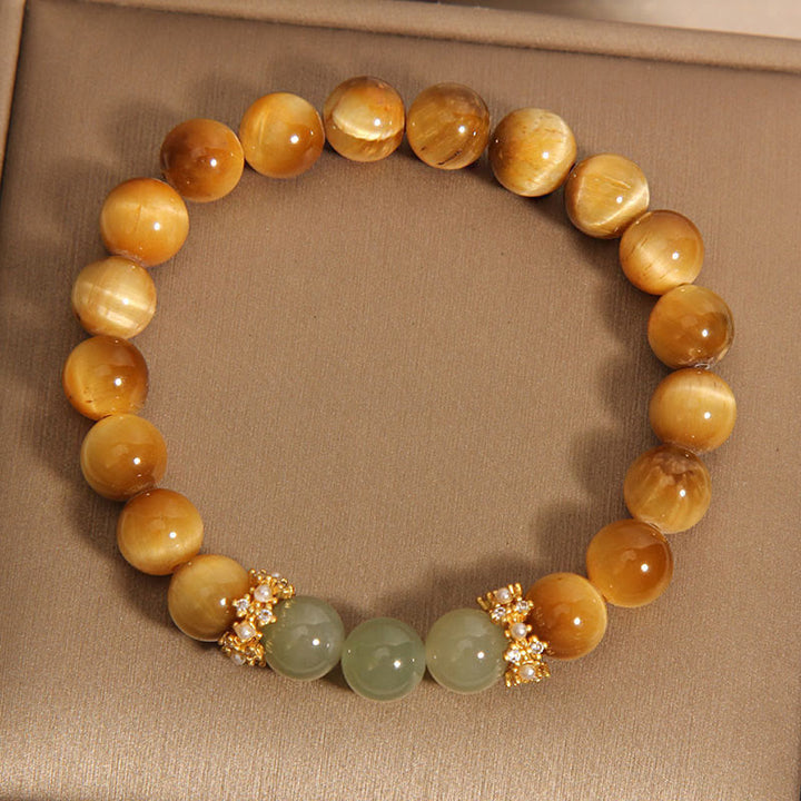 Bracelet Courage en Jade Oeil de Tigre et Buddha Stones