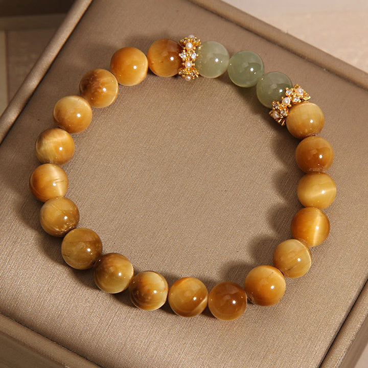 Bracelet Courage en Jade Oeil de Tigre et Buddha Stones