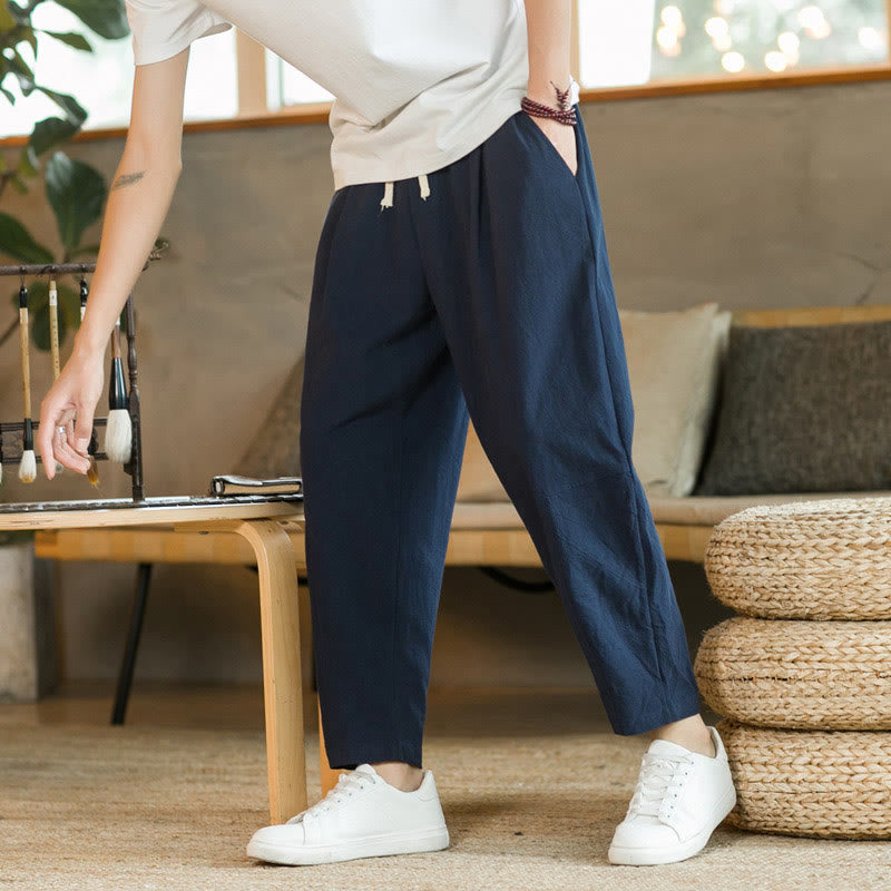 Pantalon d'été en coton avec poches Buddha Stones pour homme - Bleu acier - US/UK/AU46，EU56 (5XL)  - image 14