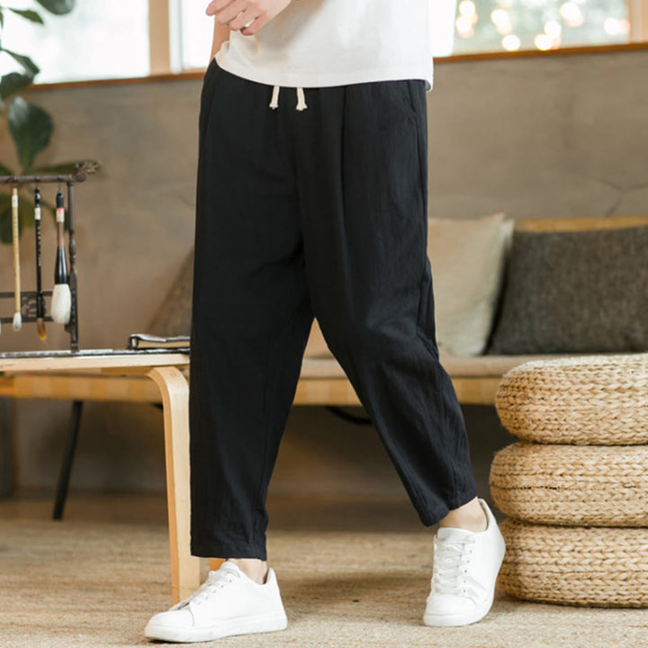 Pantalon d'été en coton et lin pour homme Buddha Stones avec poches