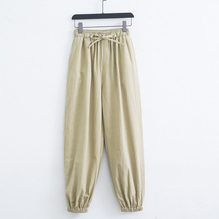 Pantalon Buddha Stones décontracté en coton et lin de couleur unie avec poches pour homme - Blé - US/UK/AU44，EU54 (4XL) - image 8