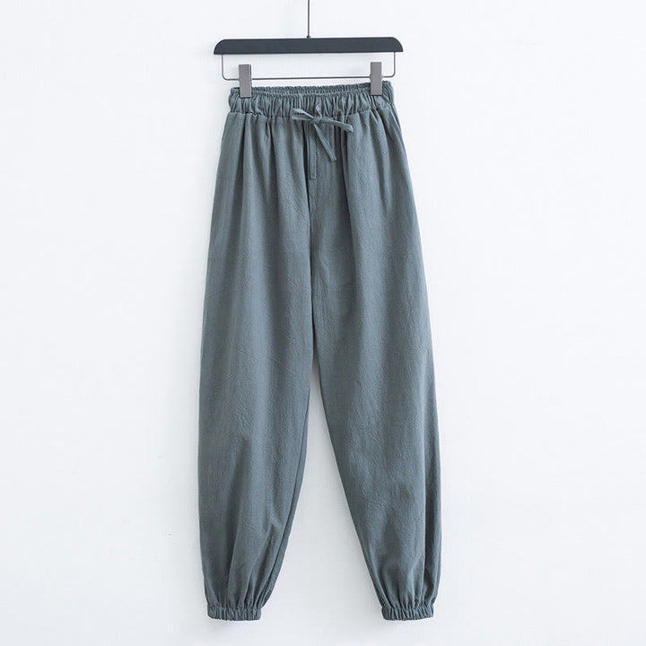 Pantalon Buddha Stones décontracté en coton et lin de couleur unie avec poches pour homme - Vert foncé - US/UK/AU44，EU54 (4XL) - image 12