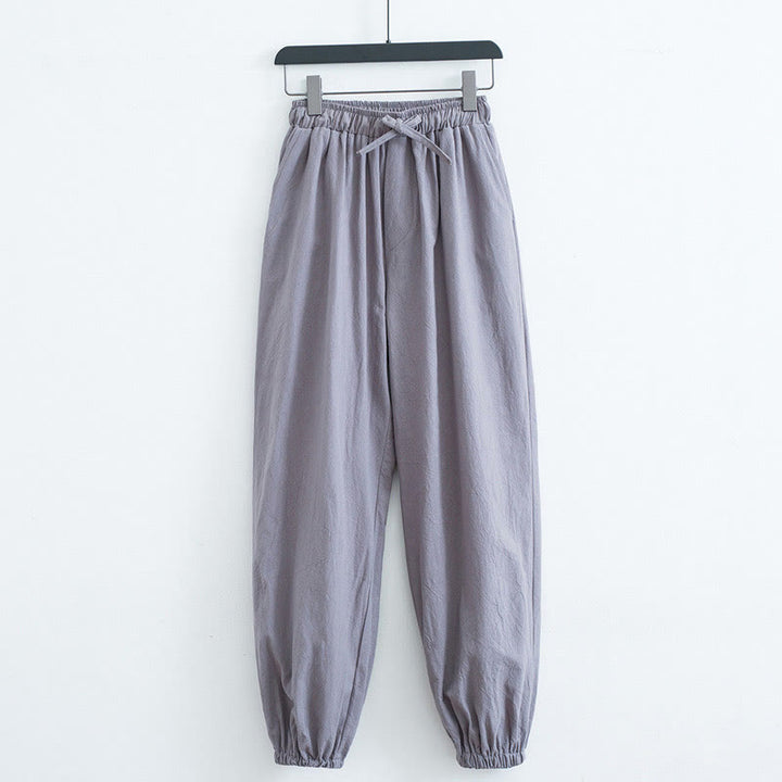 Pantalon Buddha Stones décontracté en coton et lin de couleur unie avec poches pour homme - Gris clair - US/UK/AU44，EU54 (4XL) - image 7