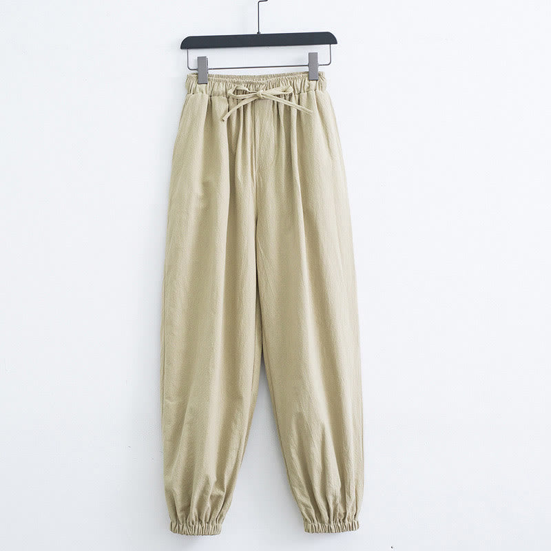 Pantalon Buddha Stones décontracté en coton et lin de couleur unie avec poches pour homme - Blé - US/UK/AU44，EU54 (4XL) - image 8
