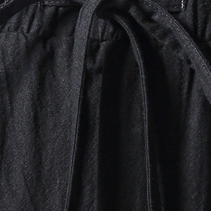 Pantalon Buddha Stones décontracté en coton et lin de couleur unie avec poches pour homme - image 3