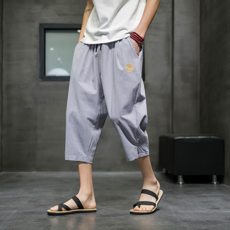 Pantalon court d'été en lin avec cordon de serrage et poches pour homme Buddha Stones - Gris foncé - US/UK/AU44，EU54 (5XL) - image 17