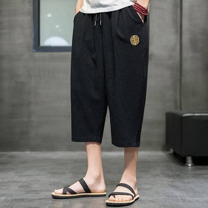 Pantalon court d'été en lin avec cordon de serrage et poches pour homme Buddha Stones - image 15