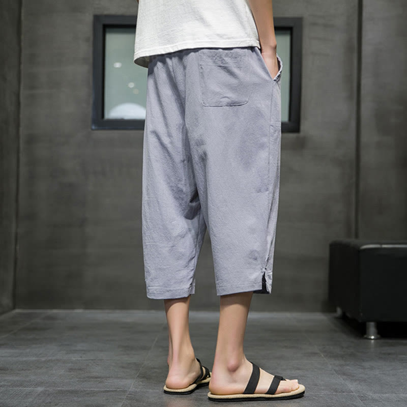 Pantalon court d'été en lin avec cordon de serrage et poches pour homme Buddha Stones - image 20