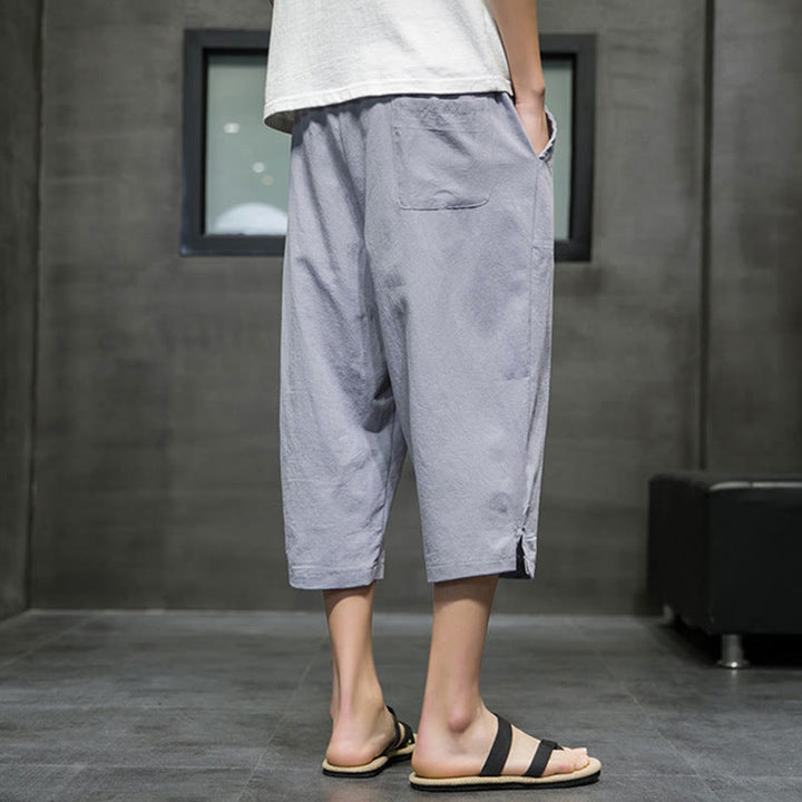 Pantalon court d'été en lin avec cordon de serrage et poches pour homme Buddha Stones - image 20