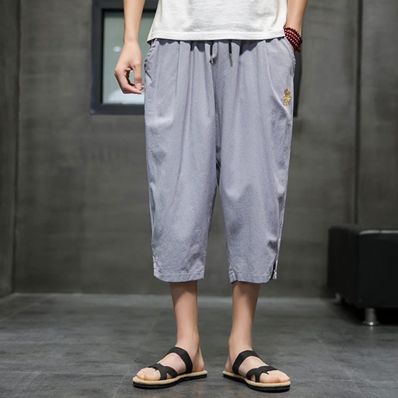 Pantalon court d'été en lin avec cordon de serrage et poches pour homme Buddha Stones - image 23