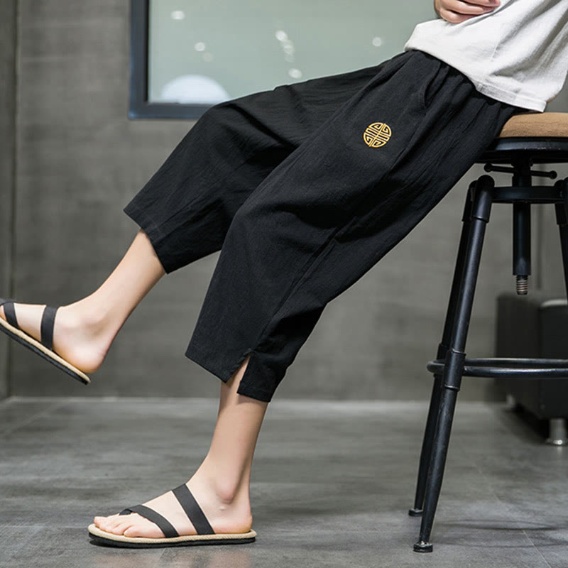 Pantalon court d'été en lin avec cordon de serrage et poches pour homme Buddha Stones - image 16