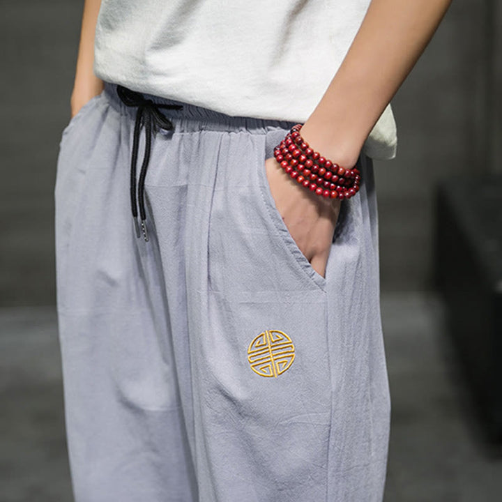 Pantalon court d'été en lin avec cordon de serrage et poches pour homme Buddha Stones - image 25