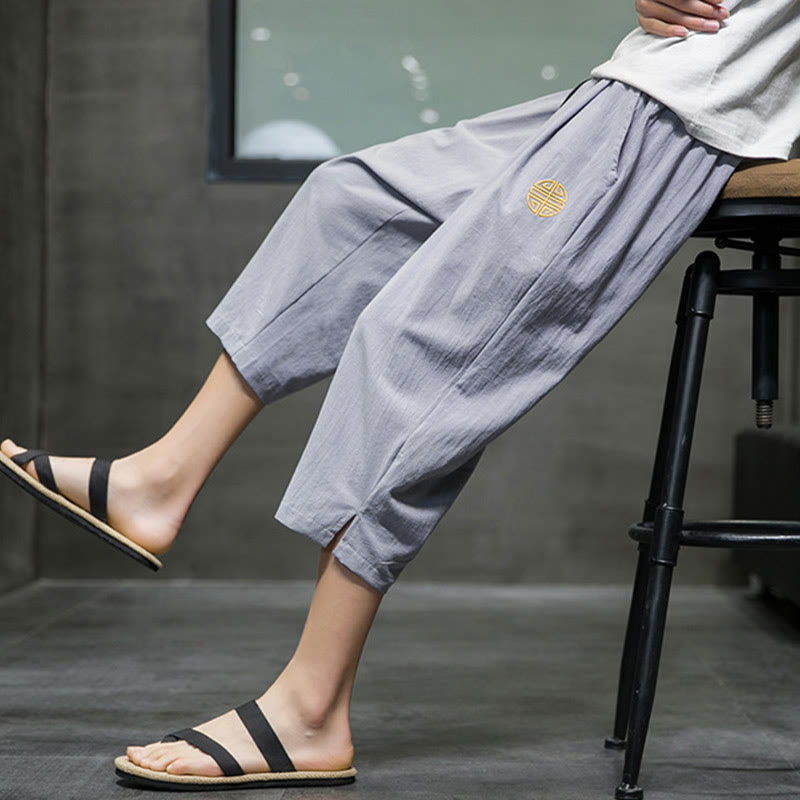Pantalon court d'été en lin avec cordon de serrage et poches pour homme Buddha Stones - image 25
