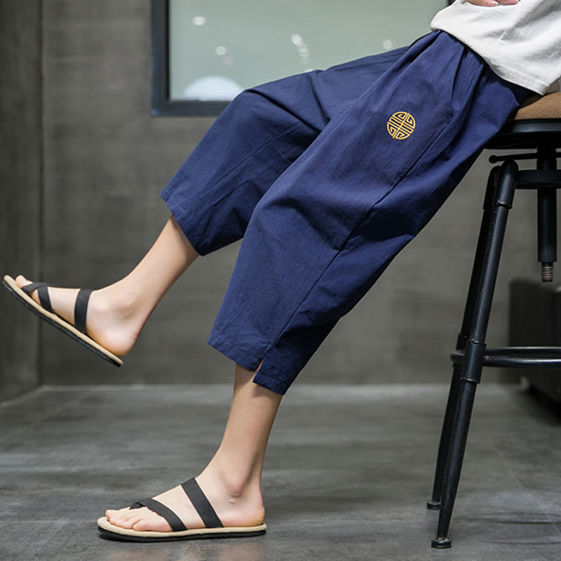 Pantalon court d'été en lin avec cordon de serrage et poches pour homme Buddha Stones - image 4