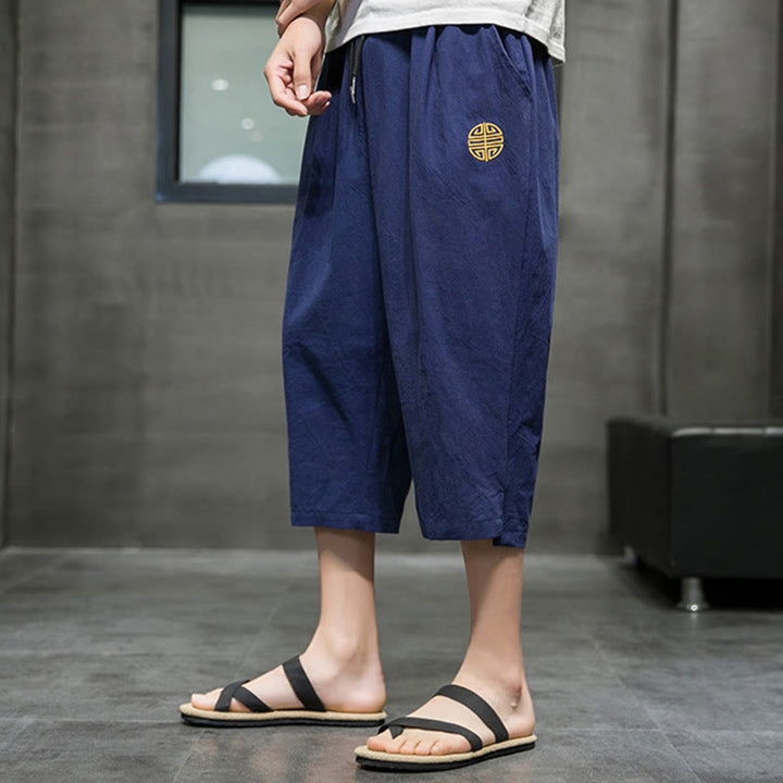 Pantalon court d'été en lin avec cordon de serrage et poches pour homme Buddha Stones - image 6