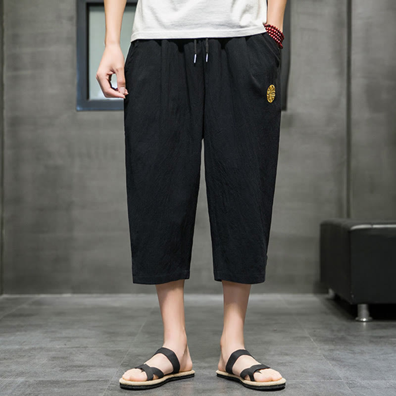 Pantalon court d'été en lin avec cordon de serrage et poches pour homme Buddha Stones - image 13